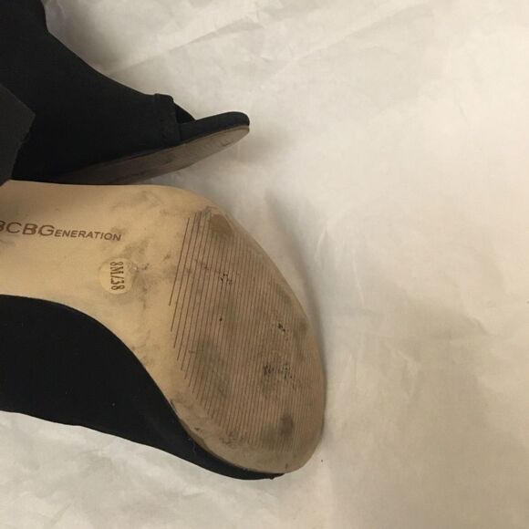 BCBG generation ankle boots open toe fringe back zip braided accents 8M - Picture 6 of 10